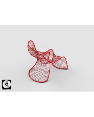 Chome Designs Red grid seats in modern art style for outdoors or indoors