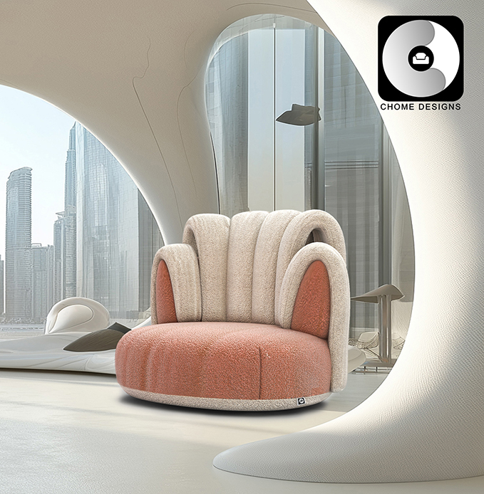 Chome Designs Modern creative art chair made of soft and skin friendly imitation lamb wool fabric Chome Designs Modern creative art chair made of soft and skin friendly imitation lamb wool fabric