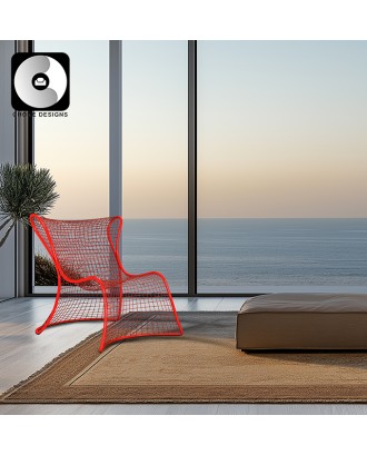 Chome Designs Red grid seats in modern art style for outdoors or indoors